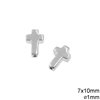 Silver 925 Cross Bead 7x10mm with Hole 1mm