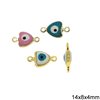 Casting Heart Evil Eye Spacer with Enamel 14x8x4mm 
