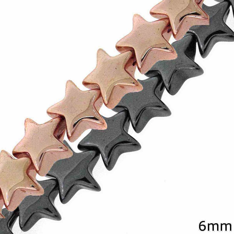 Hematine Star Beads 6mm