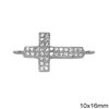 Silver 925 Spacer  Cross 10x16mm