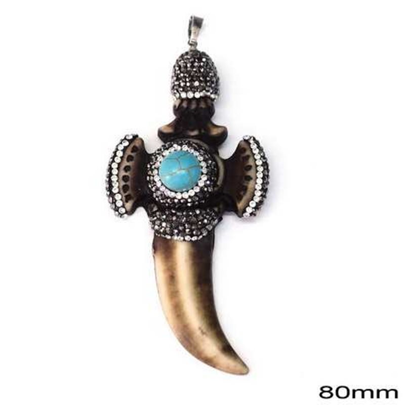 Horn Pendant with Marcasite 80mm