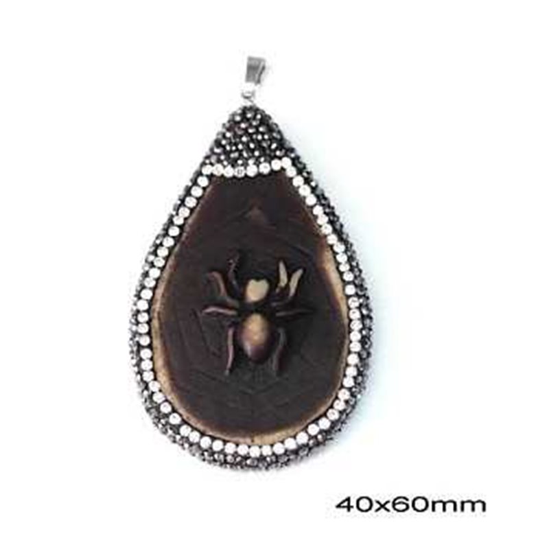 Pearshape Pendant Spider with Marcasite 40x60mm