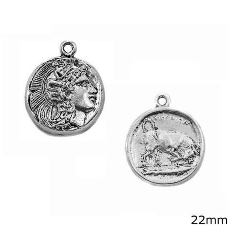 Casting Coin Pendant Goddess Athena 22mm