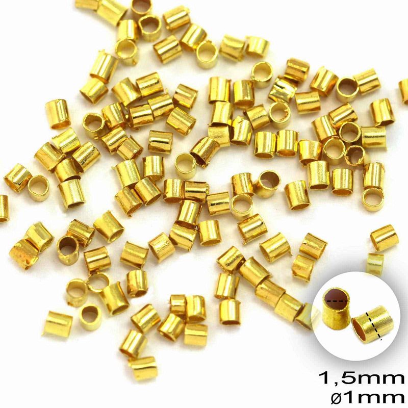 Brass Crimp Tube Beads 1.5mm with Hole 1mm