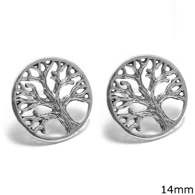 Silver 925 Earrings Tree of Life 14mm