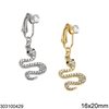 Stainless Steel Clip-on Belly Button Ring Snake with Stones 16x20mm