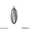 Silver 925 Bezel Pendant Navette 12x30mm with Semi Precious Stones 