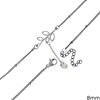 Stainless Steel Anklet Branch with Zircon 8mm