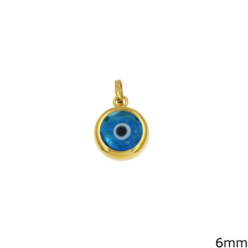 Gold Pendant with Glass Evil Eye Double Sided 6mm K14 0.3gr
