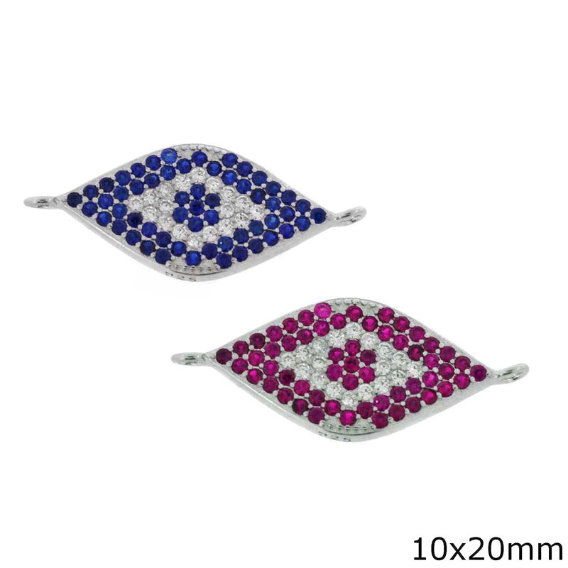 Silver 925 Spacer Evil Eye with Zircon 10x20mm