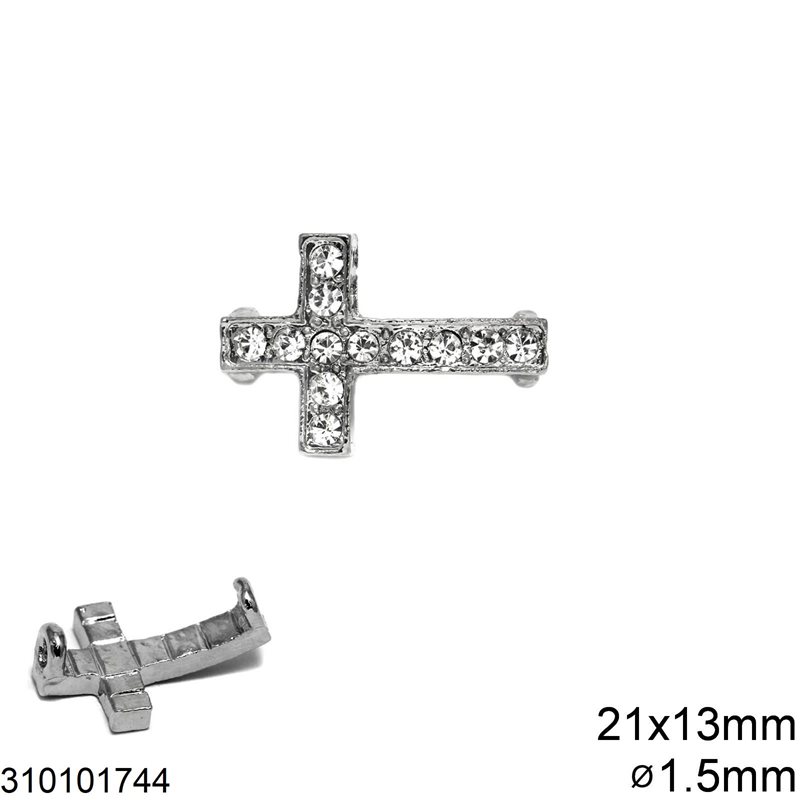 Casting Spacer Cross with Rhinestones 21x13mm