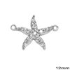 Silver 925 Spacer  Starfish with Zircon 12mm