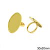 Brass Ring with Oval Cup Base 30x20mm Open