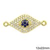 Metallic Spacer Evil Eye with Zircon 12x22mm