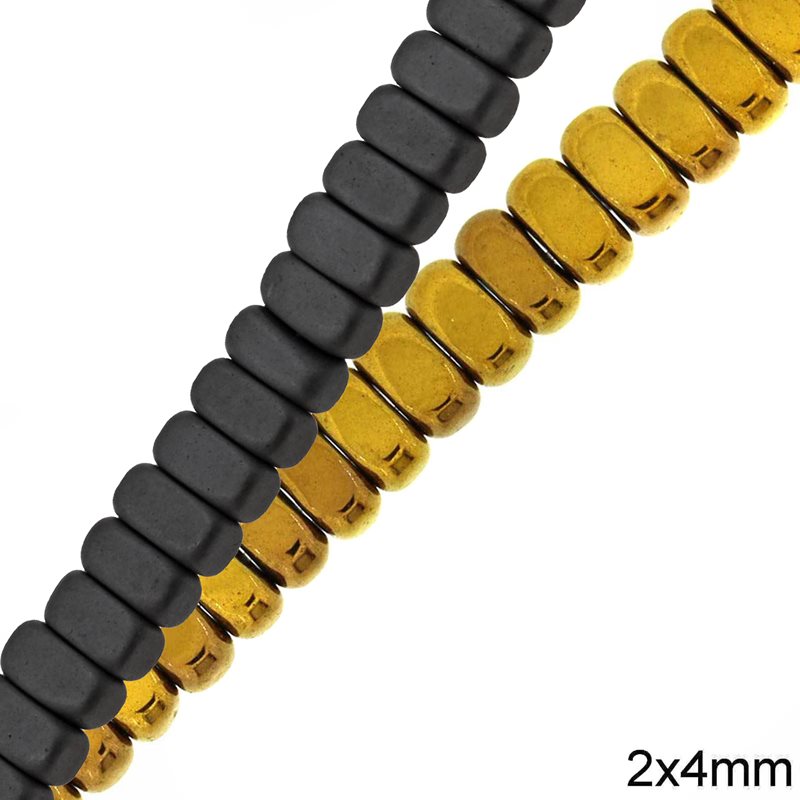 Hematine Tube Beads 2x4mm