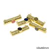 Brass Hammered Tube Bar Spacer with Semi Precious Druzy Stones 10x40mm