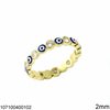 Silver 925 Ring with Evil Eye and Zircon 2mm 
