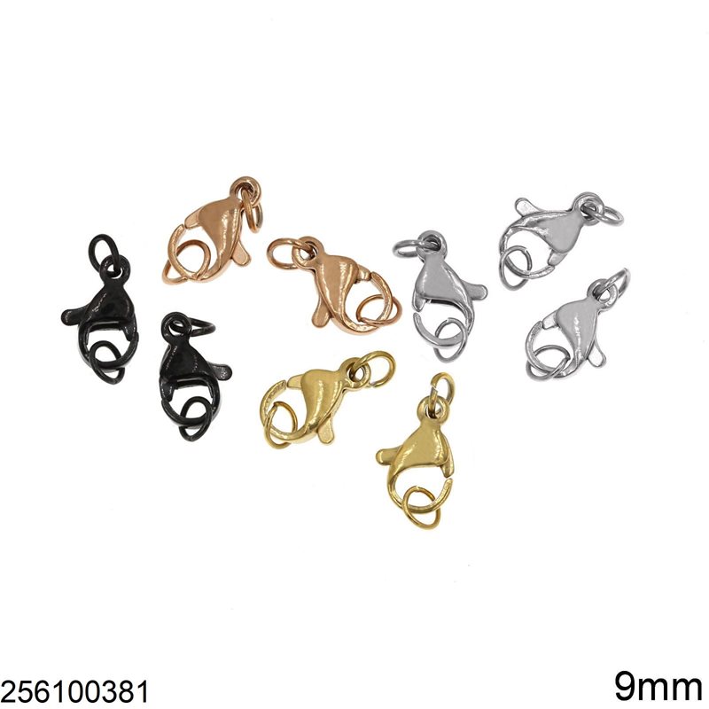 Stainless Steel Lobster Claw Clasp 9mm with 2 Jump Rings