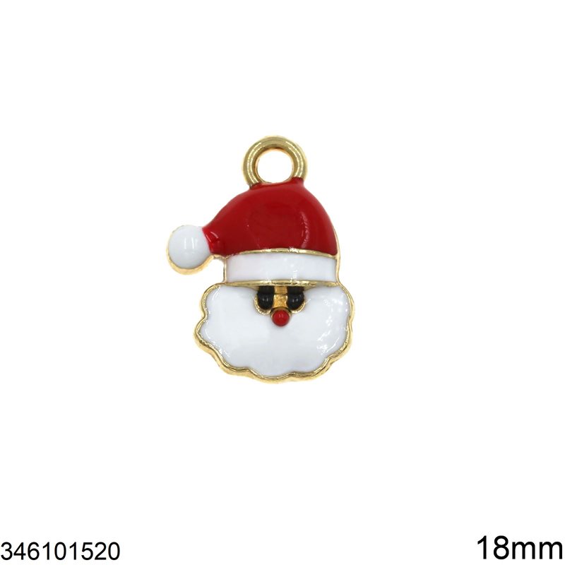 Casting Pendant Santa Claus with Enamel 18mm, Gold plated NF