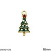 Casting Pendant Christmas Tree with Enamel and Rhinestones 18mm, Gold plated NF