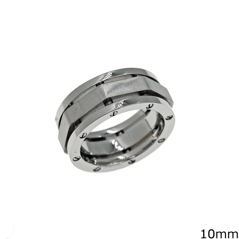 Δαχτυλίδι Ατσάλινο Ανδρικό Βέρα Πολυγωνική με Βίδες 10mm