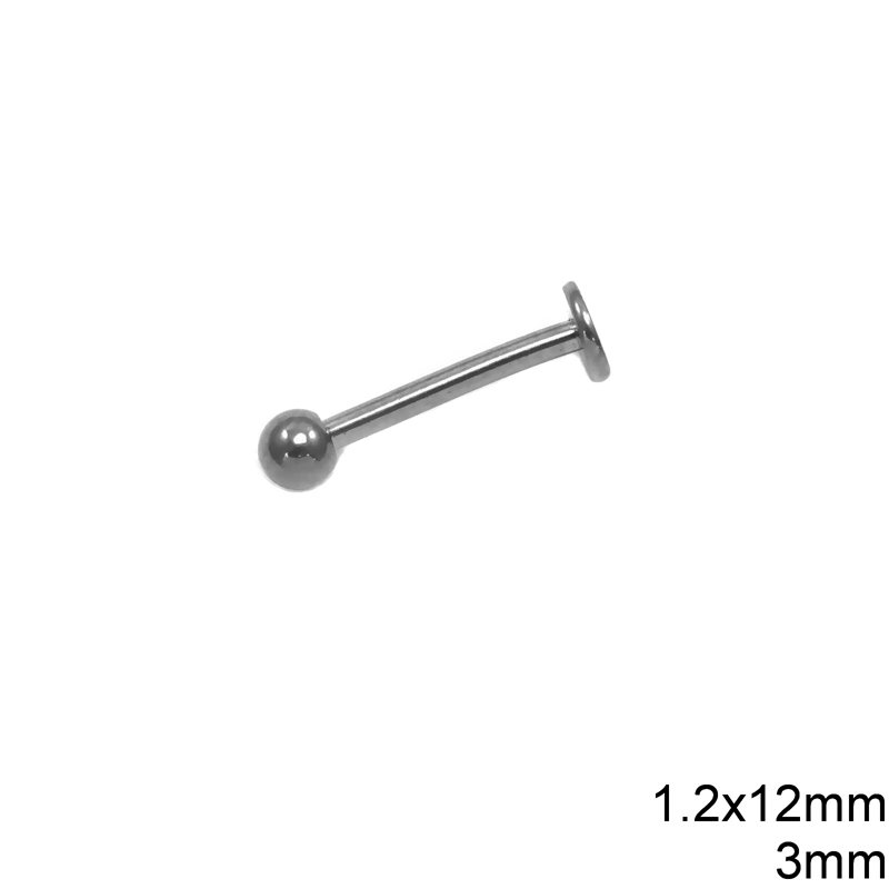 Σκουλαρίκι Τιτάνιο Μπάρα 1.2x12mm με Μπίλια 3mm