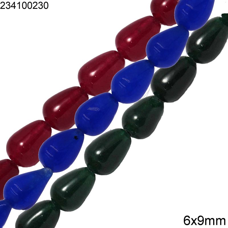 Jade Pearshaped Beads 6x9mm