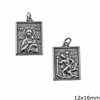 Silver  925 Rectangular Pendant Holy Mary-Aghios Christophoros 12x16mm