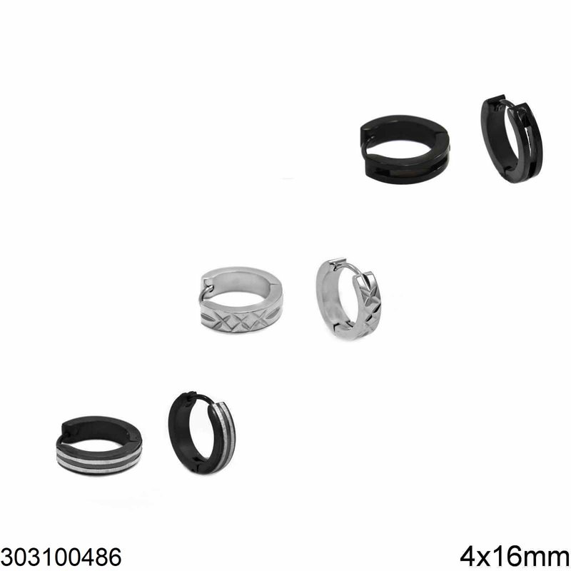 Stainless Steel Hoop Earrings 4x16mm