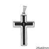 Stainless Steel Pendant Double Cross with Blessings 25x42mm