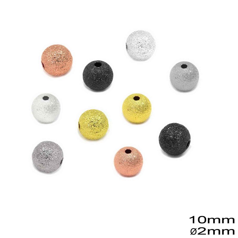 Brass Round Hollow Bead Stardust 10mm with 2mm hole