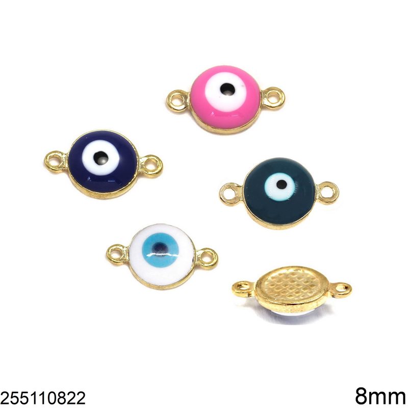 Casting Round Evil Eye Spacer with Enamel 8mm