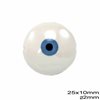 Ceramic Evil Eye Bead 25x10mm with 2mm Hole