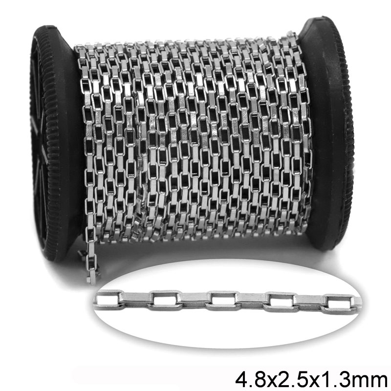 Stainless Steel Box Chain 4.4x2.5x1.3mm