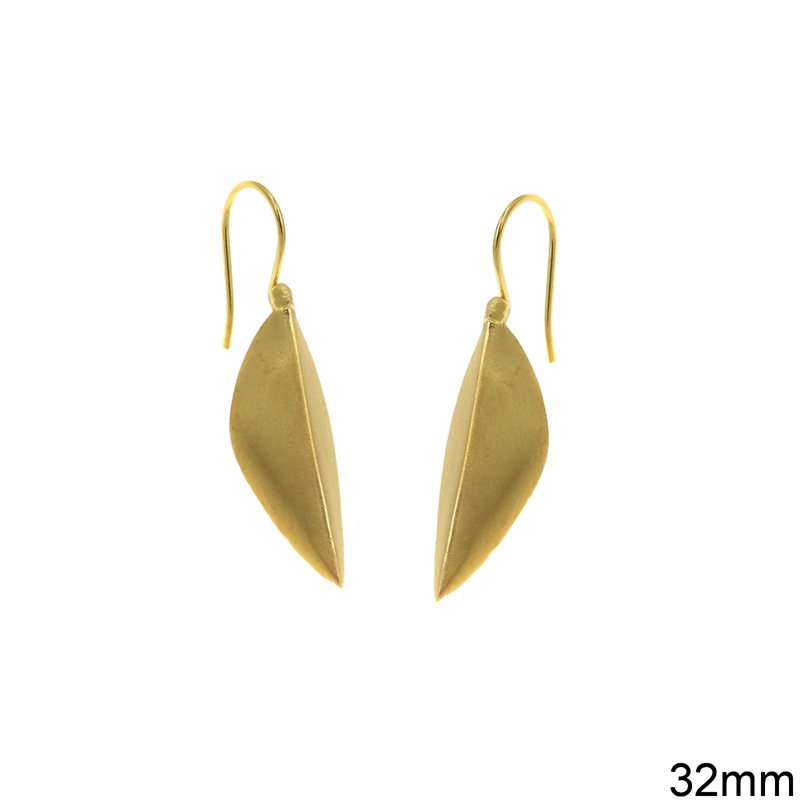 Silver 925 Earrings Leaf with Satin Finish