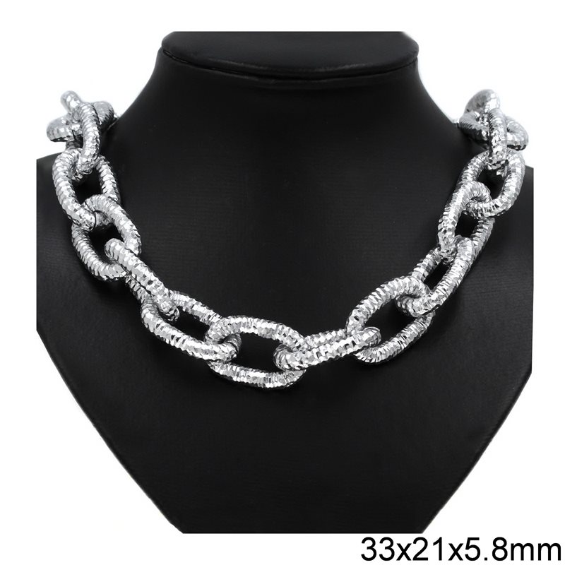 Aluminium Oval Textured Link Chain 33x21x5.8mm