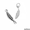 Silver 925 Pendant & Spacer Feather 4x20mm