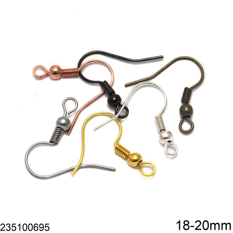Brass Earring Hook with Coil and Ball 18-20mm