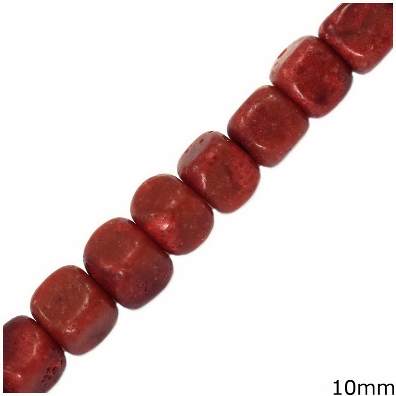 Apple Coral Cube Beads 10mm