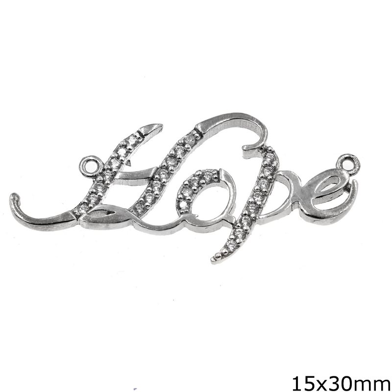 Silver 925 Spacer "Hope" with zircon 15x30mm