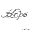Silver 925 Spacer "Hope" with zircon 15x30mm