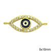 Silver 925 Spacer  Evil Eye with Enamel and Zircon 9x18mm