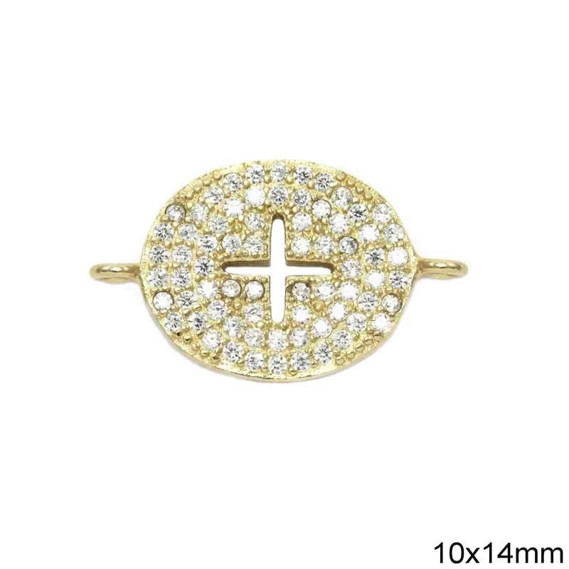 Silver 925 Spacer  Cross with Zircon 10x14mm
