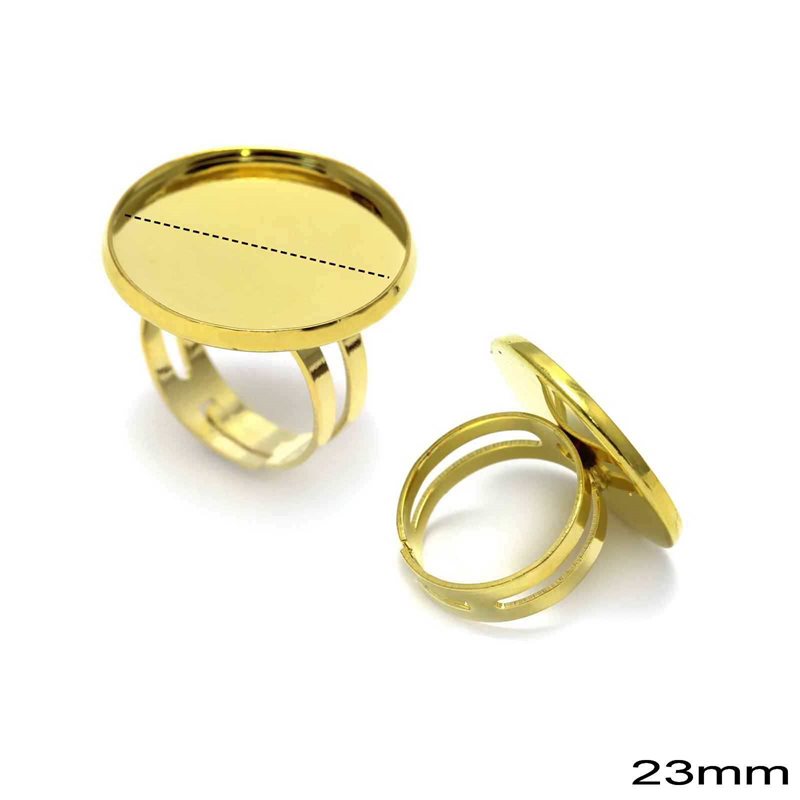 Δαχτυλίδι Μπρούτζινο με Βάση Καστόνι Στρογγυλό 23mm Ανοιγόμενο