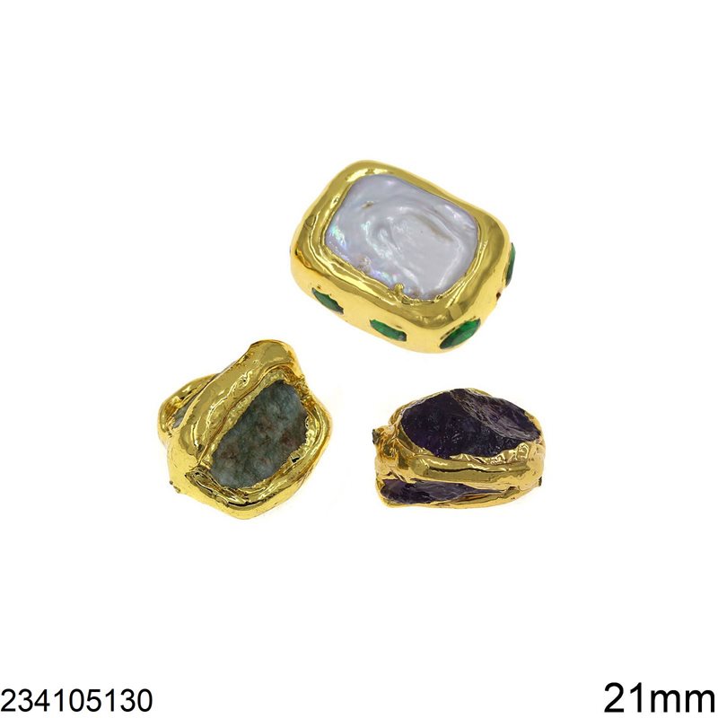 Semi Precious Irregular Beads with Gold Color Cover