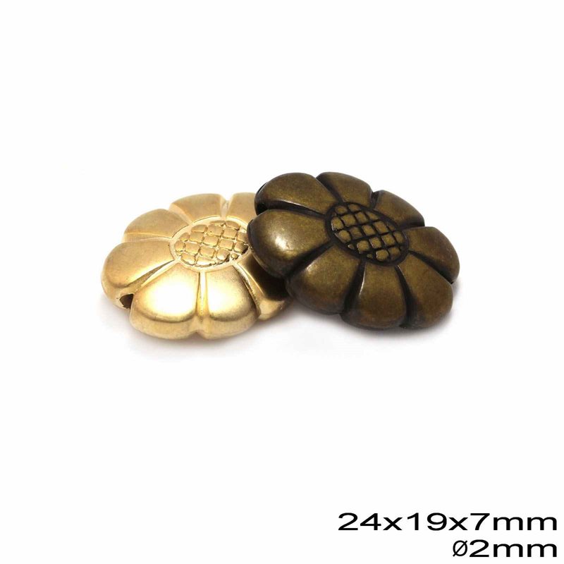Plastic Flat Flower Bead 24x19x7mm with 2mm hole