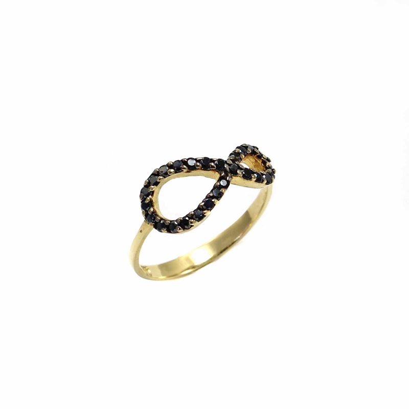 Gold Ring Infinity with Zircon K14  1.68gr
