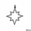 Metallic Star Pendant with Zircon 30mm