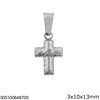 Stainless Steel Pendant Hammered Cross 3x10x13mm