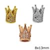 Metallic Crown Bead with Zircon 8x13mm